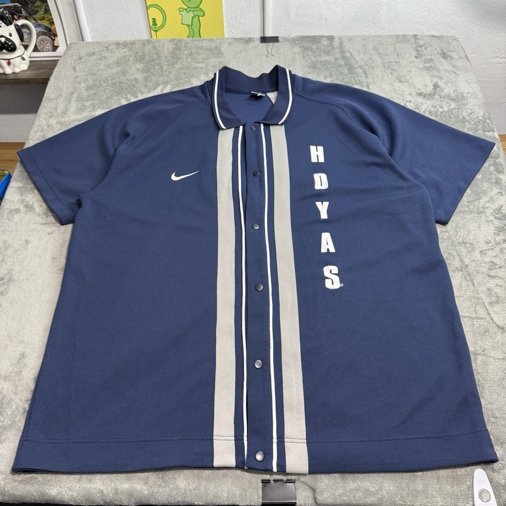 Vtg 90s Nike Team Sports Georgetown Hoyas Snap Button Warm Up Jersey Mens XXL